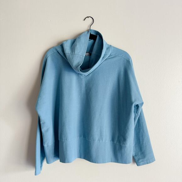 Tuckernuck Blue Ribbed Rollins Funnel Turtleneck Sweater - Medium - Picture 1 of 7
